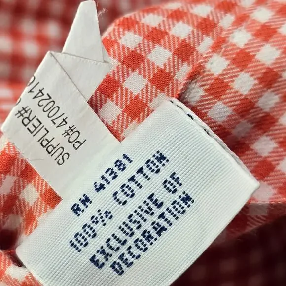 Polo Ralph Lauren Shirt Mens Large Orange White Gingham Check Button Down Preppy - Picture 6 of 7